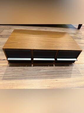 Mid-Century Style 3-Drawer Wood Storage Organizer - Brown & Black